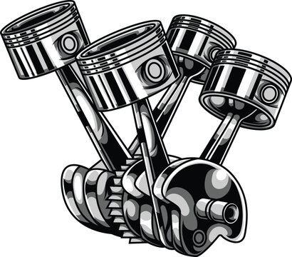 v4 piston configuration vector illustration eps 10