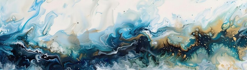 Abstract painting inspired by the ocean, close up, focus on, vibrant colors, double exposure silhouette with waves