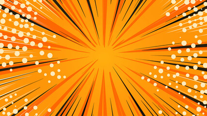 Obraz premium stream of orange lightning strikes, half vintage comic book pattern, pop art background 