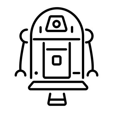 Premium line style icon of a droid robot 