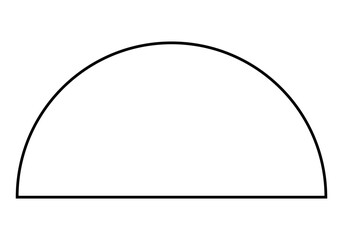 Lunette shape, black and white vector silhouette illustration of semicircle