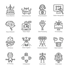 Bundle of Artificial Intelligence Linear Icons 

