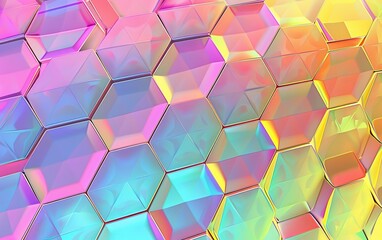 Rainbow gradient wallpaper with a geometric pattern of overlapping hexagons, creating a modern and futuristic vibe