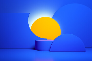 Minimalism abstract background, pedestal. 3D illustration. 