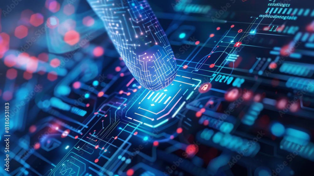 Poster cybersecurity, data protection concept. computer user privacy security and data encryption, verify p