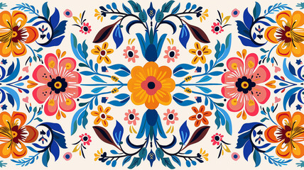 patron floral sobre la cultura mexicana, colores vivos