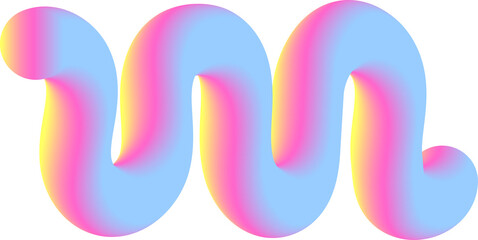 3D vibrant colorful curve element for web design.  Luminous abstrac shape on transparent PNG background.