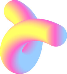 3D vibrant colorful element, twirl, curl, doodle for web design. . Luminous abstrac shape on transparent PNG background.