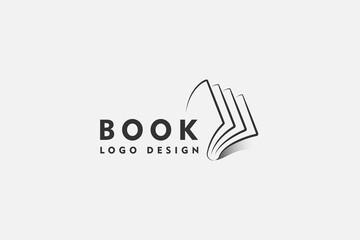 book logo in linear style design for bookstore, book company, publisher, encyclopedia, library, education logo concept