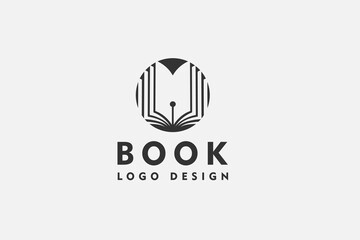 book logo design for bookstore, book company, publisher, encyclopedia, library, education logo concept