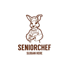 Rabbit chef logo vector illustration
