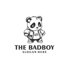 Cute panda logo vector illustration
