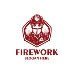 Firefighter man logo vector illustration