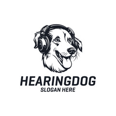 Headphone dog logo vector illustration