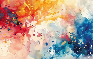 Create a watercolor painting using red, orange, yellow, green, blue, and purple. The painting should be abstract and colorful, with a focus on the beauty of the colors themselves.