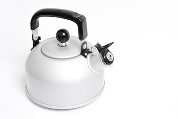 Stainless steel Kettle with whistle isolated on white background