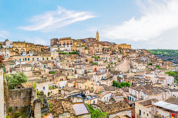 View of the ancient town of Matera, Sassi di Matera in Basilicata, southern Italy