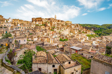 View of the ancient town of Matera, Sassi di Matera in Basilicata, southern Italy
