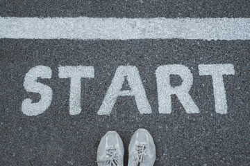 Start line on the road concept for business planning, strategy and challenge or career path,...