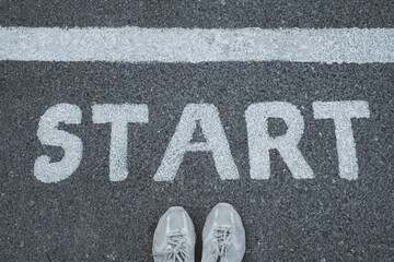 Start line on the road concept for business planning, strategy and challenge or career path, opportunity and change