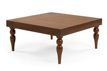 coffee table isolated white background . wooden