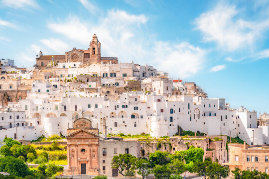 Ostuni white town skyline, Brindisi, Apulia Italy. Europe.