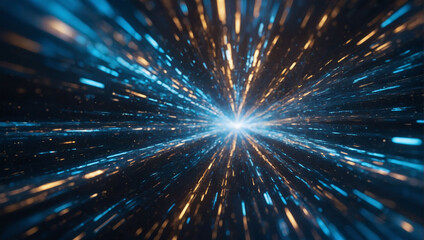 Blue Hyperspace Journey, Warp Background Evoking Light Speed Travel