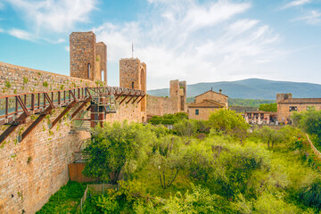 Fototapeta premium View of Monteriggioni, Tuscany medieval town on the hill.