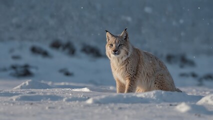Fototapeta premium Lynx Cats Amidst the Snow