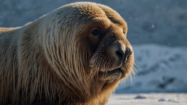 Walrus in the arctic habitat