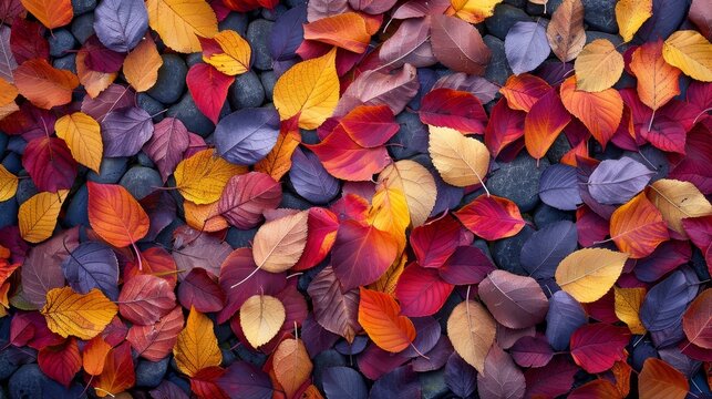 autumn leaf fall, red, orange, and yellow leaves lie scattered like natures confetti, rejoicing in the arrival of the new season