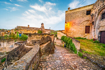 View of the ancient town of Matera, Sassi di Matera in Basilicata, southern Italy