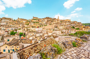 Naklejka premium View of the ancient town of Matera, Sassi di Matera in Basilicata, southern Italy
