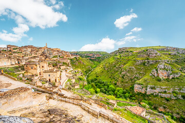 View of the ancient town of Matera, Sassi di Matera in Basilicata, southern Italy