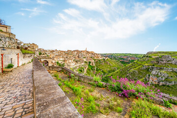 Fototapeta na wymiar View of the ancient town of Matera, Sassi di Matera in Basilicata, southern Italy