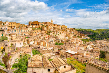 Fototapeta premium View of the ancient town of Matera, Sassi di Matera in Basilicata, southern Italy