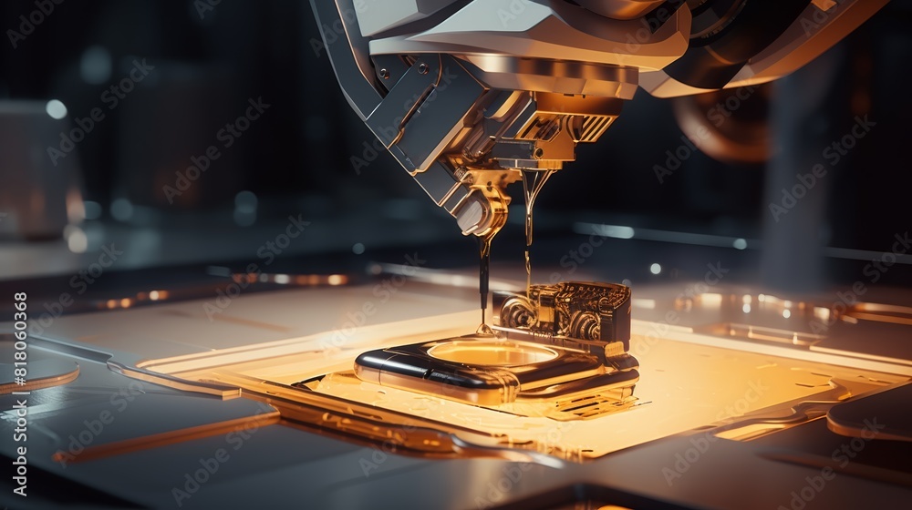 Aufkleber a robotic arm precisely places a microscopic sample onto a slide, preparing it for further analysis.