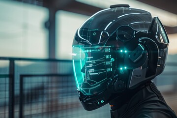 Futuristic Augmented Reality Boxing Helmet with Heads-Up Display