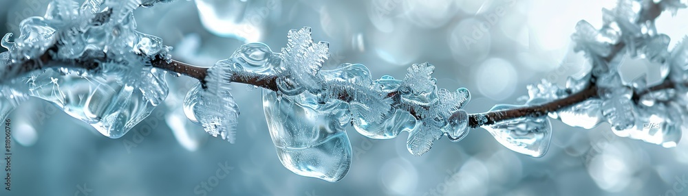 Canvas Prints a branch covered in ice and snow