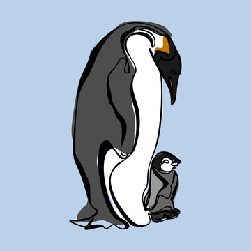 recommend clip art: Penguin cartoon style Vector illustration isolated on blue background. Minimalistic design