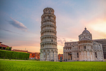 Pisa Cathedral and the Leaning Tower in Pisa, Italy.