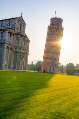 Pisa Cathedral and the Leaning Tower in Pisa, Italy.