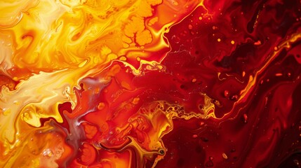 Acrylic oil painting on canvas yellow and red brushstrokes abstract background