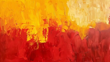 Acrylic oil painting on canvas yellow and red brushstrokes abstract background