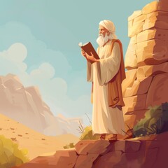 Illustration of Moses with the Ten Commandments

