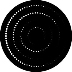 Circle with halftone dots. Design element for frame, logo, icon