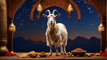 goat on luxurious background