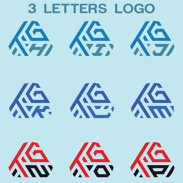 set of signs,
Creative 3 letter logo design, TGH,TGI,TGJ,TGK,TGL,TGM,TGN,TGO,TGP,