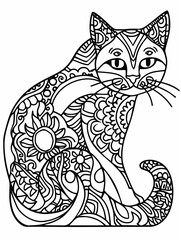 Cat mandala coloring page