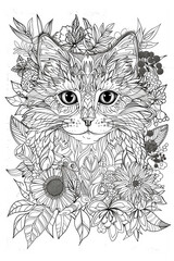 Cat mandala coloring page